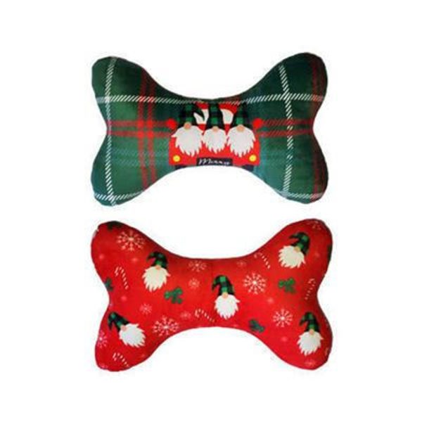 Gnomes Plush Squeaker Bone Medium Toy