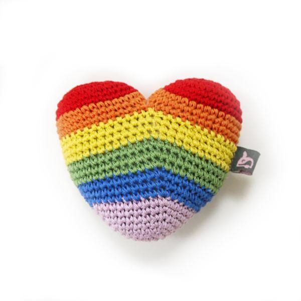 Rainbow Heart Crocheted Toy